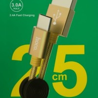 Usb Кабель-зарядка Type-c Hoco X35 Premium 2.4A 25см в тканевой оплётке золотой