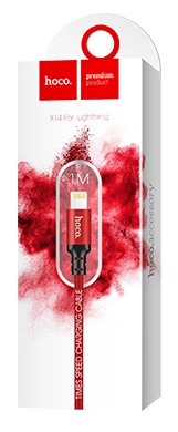 Usb Кабель-зарядка Lightning Hoco X14 Times speed 2A 1м в тканевой оплетке красно-черный Usb Кабель-зарядка Lightning Hoco X14 Times speed 2A 1м в тканевой оплетке красно-черный