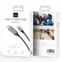 Кабель-переходник Wiwu X10L Type-C (папа) на HDMI 4K (папа) 2м серый