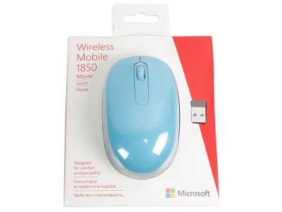Мышь беспроводная Microsoft 1850 USB/DPI 1000/3 кнопки/1AA голубая Мышь беспроводная Microsoft 1850 USB/DPI 1000/3 кнопки/1AA голубая