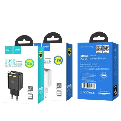 Сетевое зар. устр. Hoco C39A 2USB 2.4A черное Сетевое зар. устр. Hoco C39A 2USB 2.4A черное
