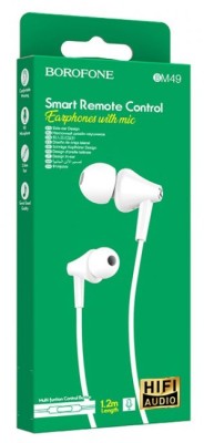 Наушники с микрофоном Borofone BM49 Player 1.2м белые Наушники с микрофоном Borofone BM49 Player 1.2м белые