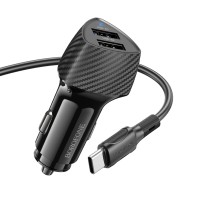 Автомобильное зарядное устройство Borofone Z31A - 2USB 3.4A - с шнуром Type-C - черное