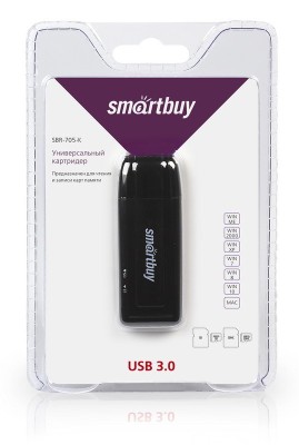 Картридер Smartbuy 705, USB 3.0 - SD/microSD (SBR-705-K) черный Картридер Smartbuy 705, USB 3.0 - SD/microSD (SBR-705-K) черный