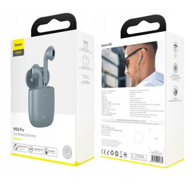 Мобильная Bluetooth-гарнитура Baseus Encok W04 Pro IP54 TWS V5.0 сенсорная (NGW04P-0G) серая Мобильная Bluetooth-гарнитура Baseus Encok W04 Pro IP54 TWS V5.0 сенсорная (NGW04P-0G) серая