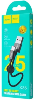 Usb Кабель-зарядка Type-c Hoco X35 Premium 2.4A 25см в тканевой оплётке черный Usb Кабель-зарядка Type-c Hoco X35 Premium 2.4A 25см в тканевой оплётке черный