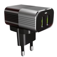 Сетевое зар. устр. LDNIO A2206 с шнуром Lightning 2USB черное