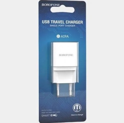 Сетевое зар. устр. Borofone BA19A 1USB 1A белое Сетевое зар. устр. Borofone BA19A 1USB 1A белое