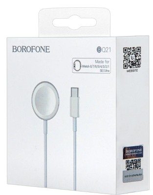 Беспроводное зарядное устройство Borofone BQ21 для Apple Watch 6/7/8/SE белое Беспроводное зарядное устройство Borofone BQ21 для Apple Watch 6/7/8/SE белое