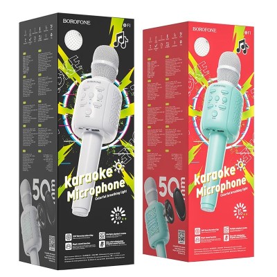Микрофон для караоке Borofone BF1 BT4.2/1200mAh/5ч белый Микрофон для караоке Borofone BF1 BT4.2/1200mAh/5ч белый