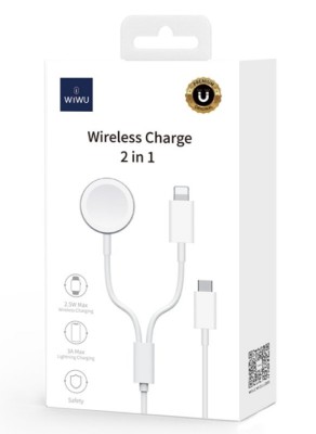 Кабель-зарядка Type-C WiWU М10 для Appie Watch 2.5W + кабель Lightning белый Кабель-зарядка Type-C WiWU М10 для Appie Watch 2.5W + кабель Lightning белый