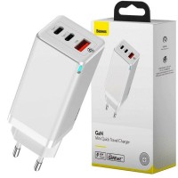 Сетевое зар. устр. Baseus GaN Quick Travel Charger 1USB+2C 65W (CCGAN-B02) белое