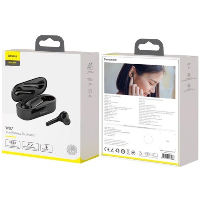 Мобильная Bluetooth-гарнитура Baseus Encok W07 IP55/BT5.0/30mAh (500mAh)/4ч (NGW07-01) черная Мобильная Bluetooth-гарнитура Baseus Encok W07 IP55/BT5.0/30mAh (500mAh)/4ч (NGW07-01) черная