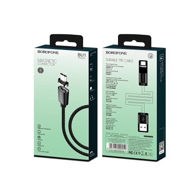 Usb Кабель-зарядка магнитный Micro Borofone BU1 MagJet 3A 1.2м силиконовый черный Usb Кабель-зарядка магнитный Micro Borofone BU1 MagJet 3A 1.2м силиконовый черный
