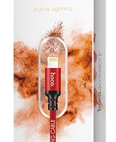 Usb Кабель-зарядка Lightning Hoco X14 Times speed 2A 2м в тканевой оплетке красный