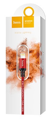 Usb Кабель-зарядка Lightning Hoco X14 Times speed 2A 2м в тканевой оплетке красный Usb Кабель-зарядка Lightning Hoco X14 Times speed 2A 2м в тканевой оплетке красный