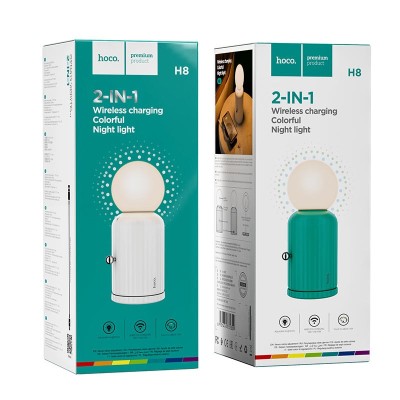 Беспроводное зарядное устройство с ночником Hoco H8 Jewel 1200mAh/10ч  5W/7.5W/10W белое Беспроводное зарядное устройство с ночником Hoco H8 Jewel 1200mAh/10ч  5W/7.5W/10W белое