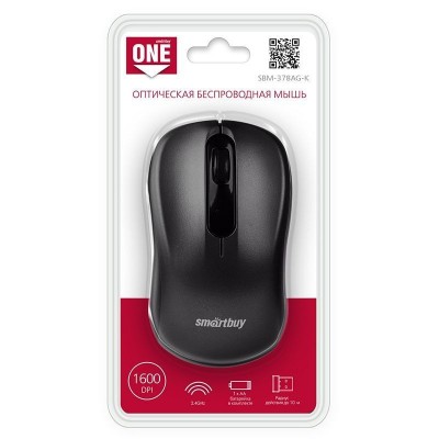 Мышь беспроводная Smartbuy ONE 378 USB/DPI 1600/3 кнопки/1AA черная (SBM-378AG-K) Мышь беспроводная Smartbuy ONE 378 USB/DPI 1600/3 кнопки/1AA черная (SBM-378AG-K)
