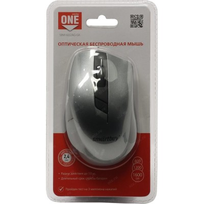 Мышь беспроводная Smartbuy ONE 602AG USB/DPI 800-1200-1600/6 кнопок/1AA серо-черная (SBM-602AG-GK) Мышь беспроводная Smartbuy ONE 602AG USB/DPI 800-1200-1600/6 кнопок/1AA серо-черная (SBM-602AG-GK)