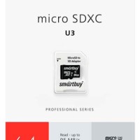 micro SDXC карта памяти Smartbuy 64GB Class 10 PRO U3 R/W:95/60 MB/s (с адаптером SD)