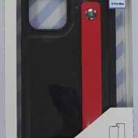 Накладка для i-Phone 12 Pro Max 6.7" Raigor кожаная с держателем для руки чёрная