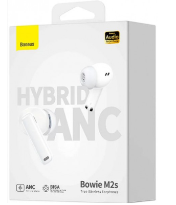 Мобильная Bluetooth-гарнитура Baseus Bowie M2s BT5.2/67mAh (600mAh)/7ч/ANC (NGTW350102) белая Мобильная Bluetooth-гарнитура Baseus Bowie M2s BT5.2/67mAh (600mAh)/7ч/ANC (NGTW350102) белая