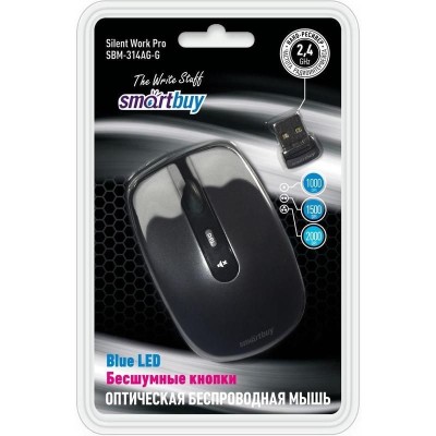 Мышь беспроводная беззвучная Smartbuy 314AG, Blue LED (SBM-314AG-G) серая Мышь беспроводная беззвучная Smartbuy 314AG, Blue LED (SBM-314AG-G) серая