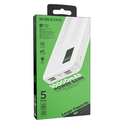 Powerbank Borofone BT32 10000mAh 2USB 2A с дисплеем белый Powerbank Borofone BT32 10000mAh 2USB 2A с дисплеем белый
