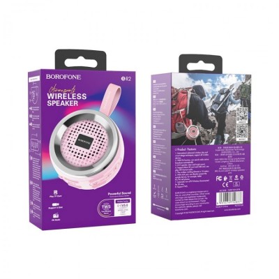 Bluetooth колонка Borofone BR2 BT5.0/500mAh/2ч/3Вт/TF розовая Bluetooth колонка Borofone BR2 BT5.0/500mAh/2ч/3Вт/TF розовая