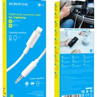 Кабель-переходник Lightning на AUX 3,5mm Borofone BL9 1м белый