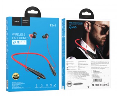 Беспроводные наушники для спорта Hoco ES61 BT5.1/200mAh/15ч красные Беспроводные наушники для спорта Hoco ES61 BT5.1/200mAh/15ч красные