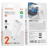 Сетевое зар. устр. Borofone BN10 1USB/1C 22.5W/65W белое