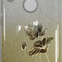 Накладка для Xiaomi Redmi Note 6 силикон с блестками цветы в ассортименте