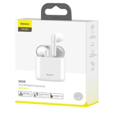 Мобильная Bluetooth-гарнитура Baseus Encok W09 IP54 V5.0 сенсорная (NGW09-02) белая Мобильная Bluetooth-гарнитура Baseus Encok W09 IP54 V5.0 сенсорная (NGW09-02) белая