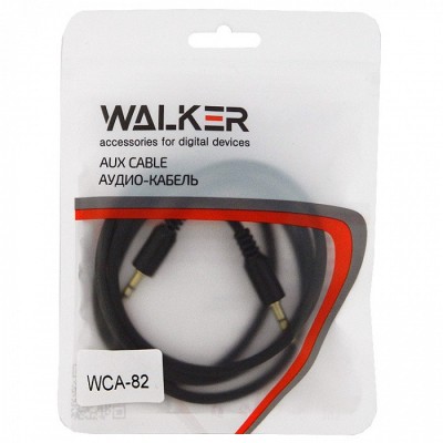Аудиокабель AUX 3,5mm Walker WCA082 круглый рифленый черный Аудиокабель AUX 3,5mm Walker WCA082 круглый рифленый черный