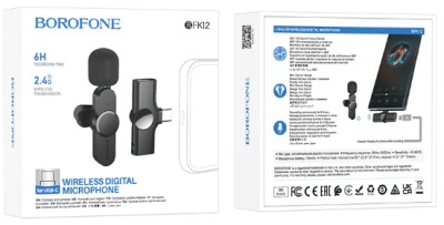 Беспроводной микрофон Borofone BKF12 петличка/Type-C черный Беспроводной микрофон Borofone BKF12 петличка/Type-C черный