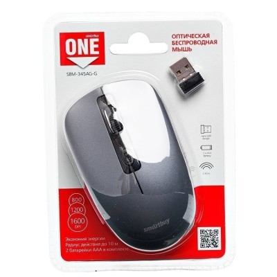 Мышь беспроводная Smartbuy ONE 345AG (SBM-345AG-G) серая Мышь беспроводная Smartbuy ONE 345AG (SBM-345AG-G) серая