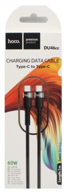 Usb Кабель-зарядка Type-C на Type-C Hoco DU46cc 60W 1M чёрный Usb Кабель-зарядка Type-C на Type-C Hoco DU46cc 60W 1M чёрный