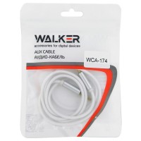 Аудиокабель AUX 3,5mm Walker WCA174 круглый текстильная обмотка белый