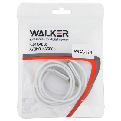 Аудиокабель AUX 3,5mm Walker WCA174 круглый текстильная обмотка белый Аудиокабель AUX 3,5mm Walker WCA174 круглый текстильная обмотка белый