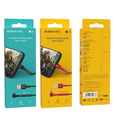 Usb Кабель-зарядка Micro Borofone BU6 Bracket 2A 1.2м в тканевой оплётке чёрный Usb Кабель-зарядка Micro Borofone BU6 Bracket 2A 1.2м в тканевой оплётке чёрный