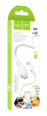 Usb Кабель-зарядка Lightning Hoco X67 Nano 2.4A 1м мягкий силиконовый белый Usb Кабель-зарядка Lightning Hoco X67 Nano 2.4A 1м мягкий силиконовый белый