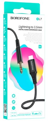 Кабель-переходник Lightning на AUX 3,5mm Borofone BL7 1м черный Кабель-переходник Lightning на AUX 3,5mm Borofone BL7 1м черный