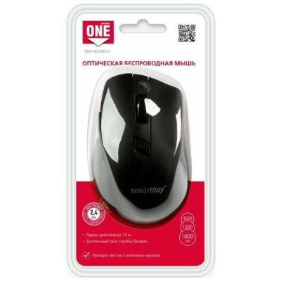 Мышь беспроводная Smartbuy ONE 602AG USB/DPI 800-1200-1600/6 кнопок/1AA черная (SBM-602AG-K) Мышь беспроводная Smartbuy ONE 602AG USB/DPI 800-1200-1600/6 кнопок/1AA черная (SBM-602AG-K)