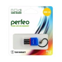 Картридер Perfeo Micro SD, (PF-VI-R008 Blue) синий