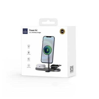 Беспроводное зарядное устройство WIWU 3in1 для Phone+Watch+Pods X23 черное Беспроводное зарядное устройство WIWU 3in1 для Phone+Watch+Pods X23 черное