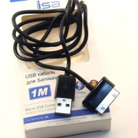 Usb Кабель-зарядка ISA для Samsung Galaxy Tab 1м силиконовый чёрный