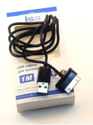 Usb Кабель-зарядка ISA для Samsung Galaxy Tab 1м силиконовый чёрный Usb Кабель-зарядка ISA для Samsung Galaxy Tab 1м силиконовый чёрный