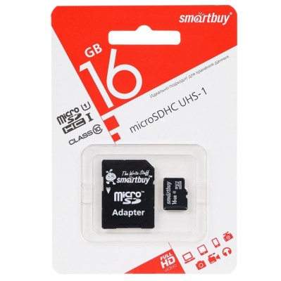 micro SDHC карта памяти Smartbuy 16GB Сlass 10 LE (с адаптером SD) micro SDHC карта памяти Smartbuy 16GB Сlass 10 LE (с адаптером SD)