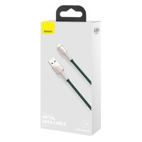 Usb Кабель-зарядка Lightning Baseus Cafule Metal 2.4A 1м (CALJK-A06) зеленый